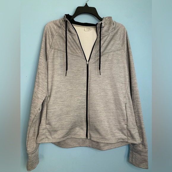 Danskin Now light gray full zip hooded jacket with pockets Sz XL - Picture 2 of 7